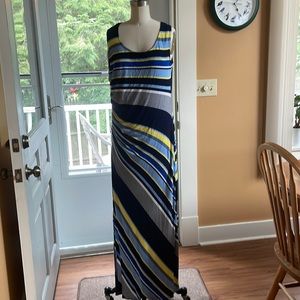 Women’s Multi-Colored Dress Summer Sleeveless Blues White & Yellow Sz XL.